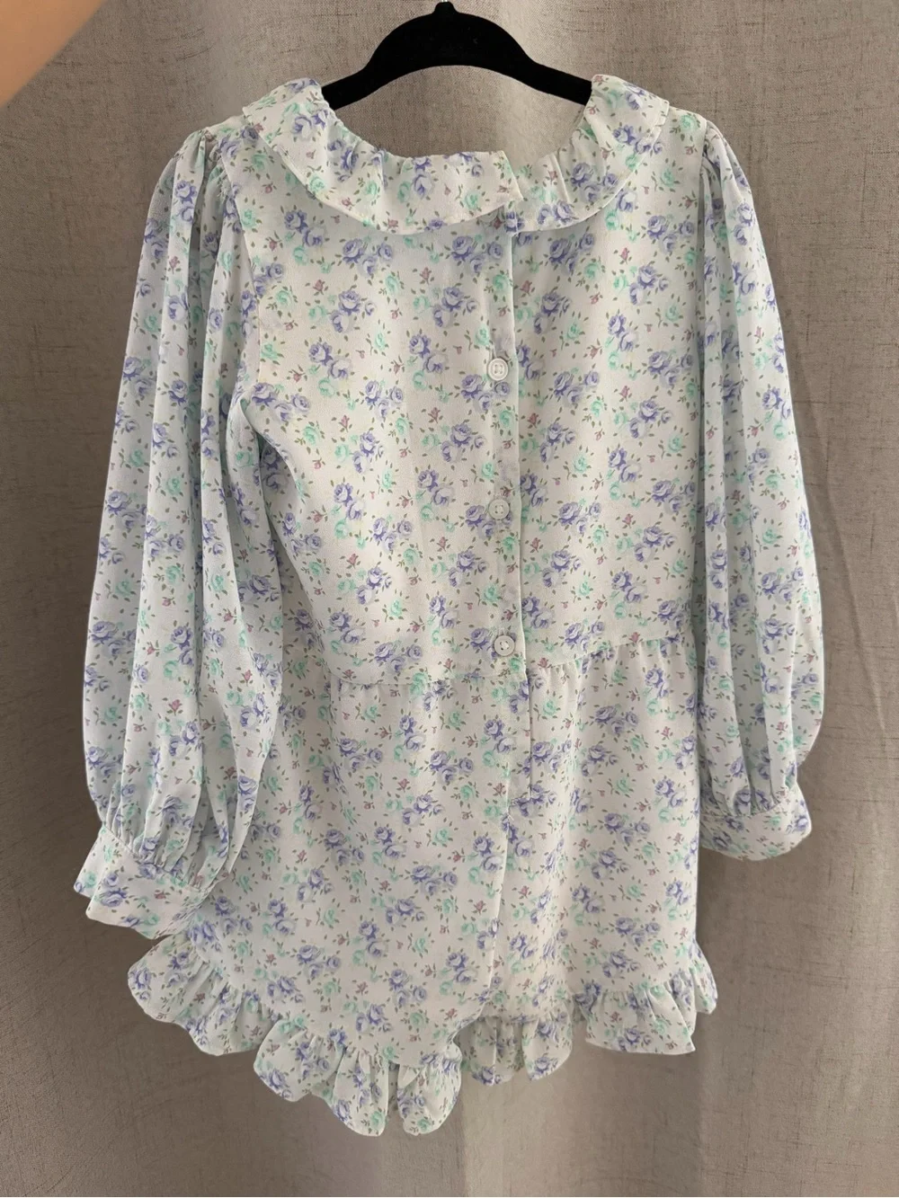 Janie and Jack White Long-Sleeve Floral Ruffle One-Piece